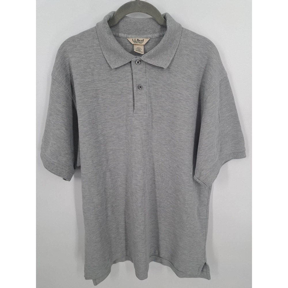 L.L.Bean Men's Grey Wrinkle Resistant 100% Cotton Polo Size L Reg